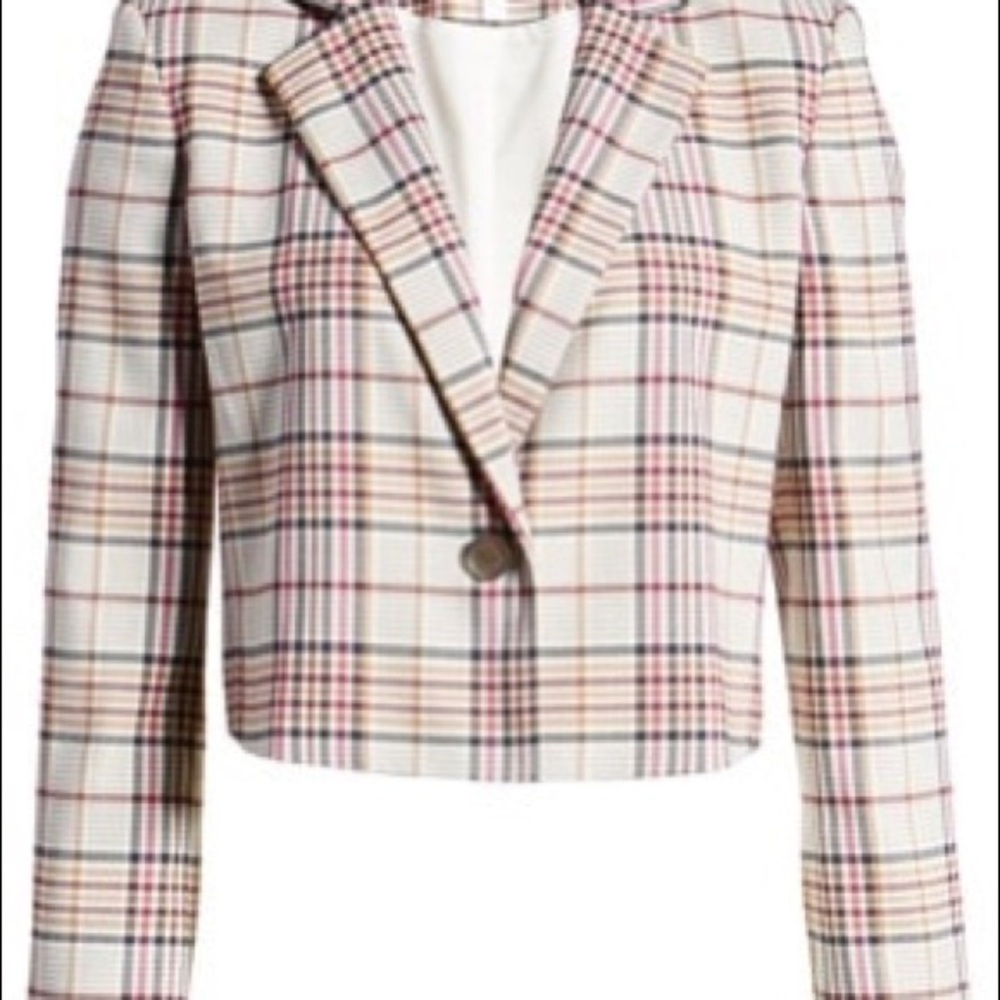 Cropped plaid Leith blazer.